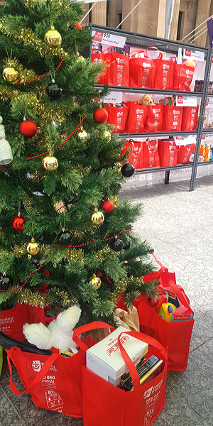 Red Bags under Christmas Tree